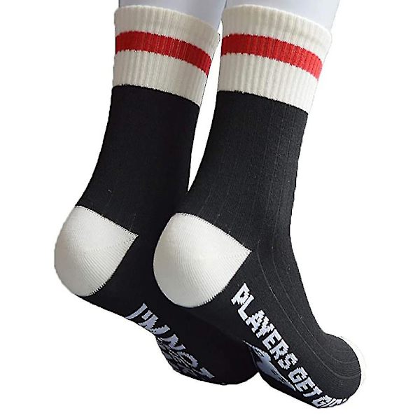 Unisex Sok Xmas Letter Printed Novelty Casual Sports Socks Grey And Black