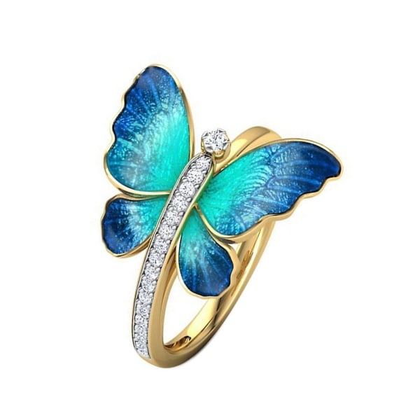 Mode Kvinnor Butterfly Strass Tunn Finger Ring Förlovningsfest smycken US 8