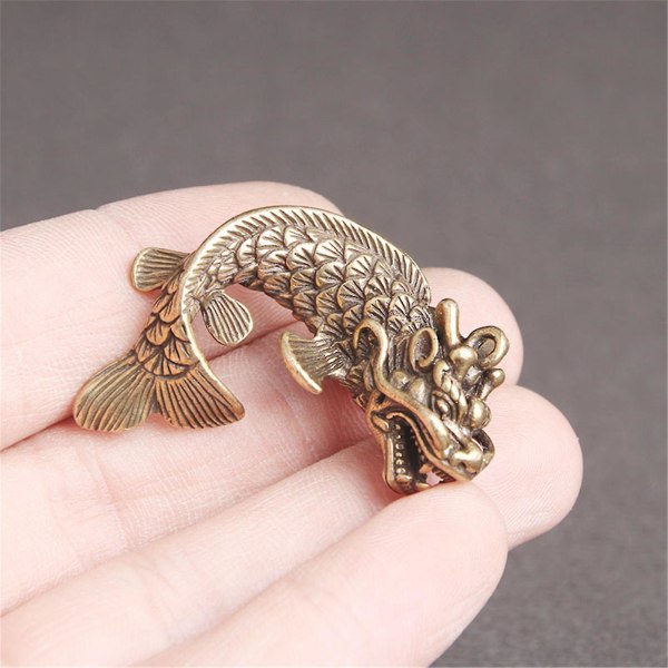5 stk kunstnerisk nøgle charme sofistikeret tekstur kobber livligt indgraveret 3d Dragon Fish Ornament til hjemmet