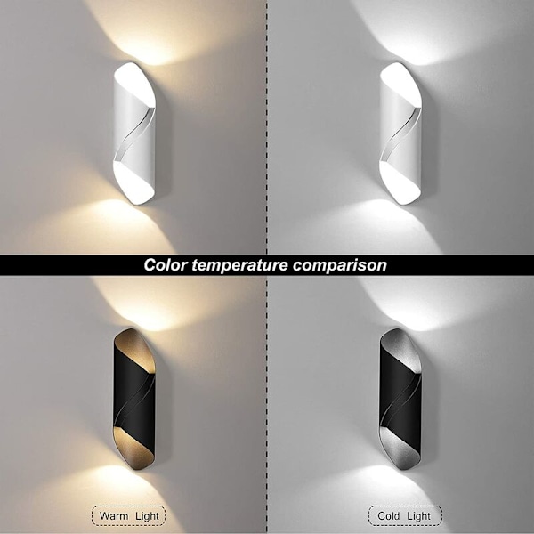 2*5W helt sort 300*80*90mm, 3000K akryl skærm aluminium væglampe lampet badeværelse soveværelse stue indgang