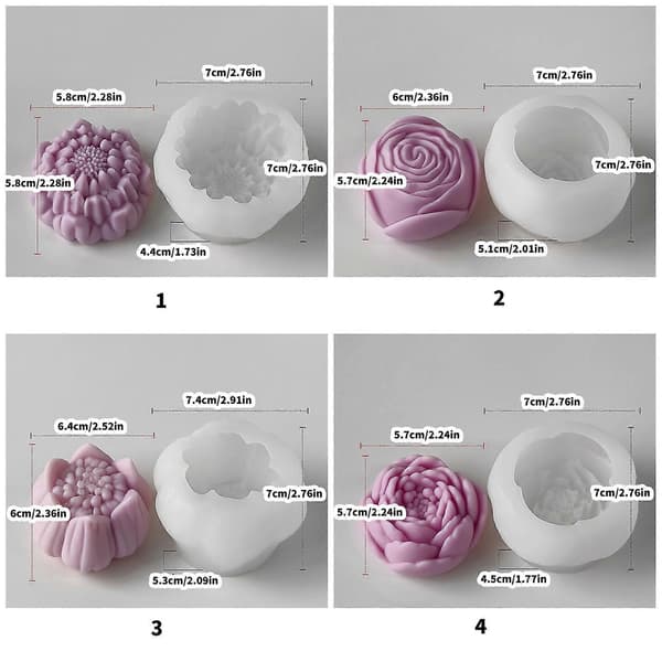 Lys Hjem Indretning Silikoneforme Realistisk Blomsterudstilling Charm Silikoneform Til Unikke Lys- Og Sæbedesigns