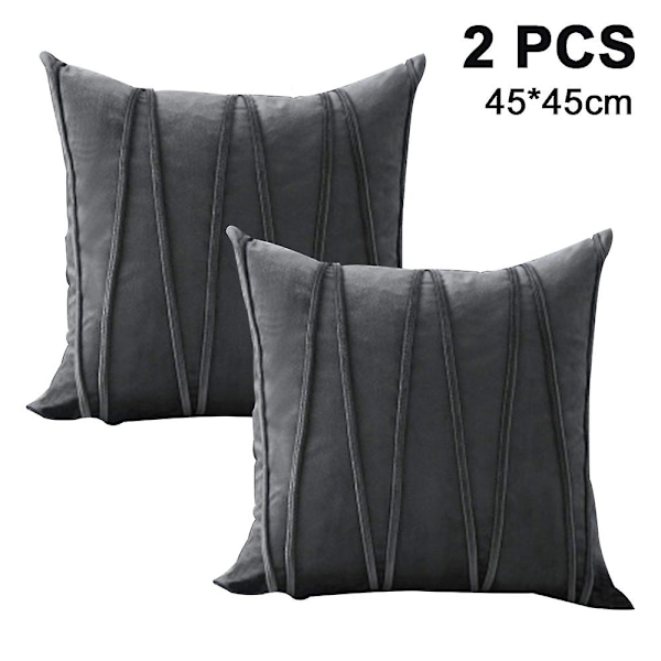 2-delt dekorative stripete fløyelsputetrekk Putetrekk Dark gray