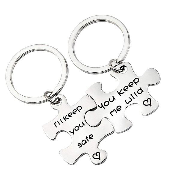 1pari Ruostumattomasta teräksestä valmistettu palapeli avaimenperä Lovers Puzzle Korut