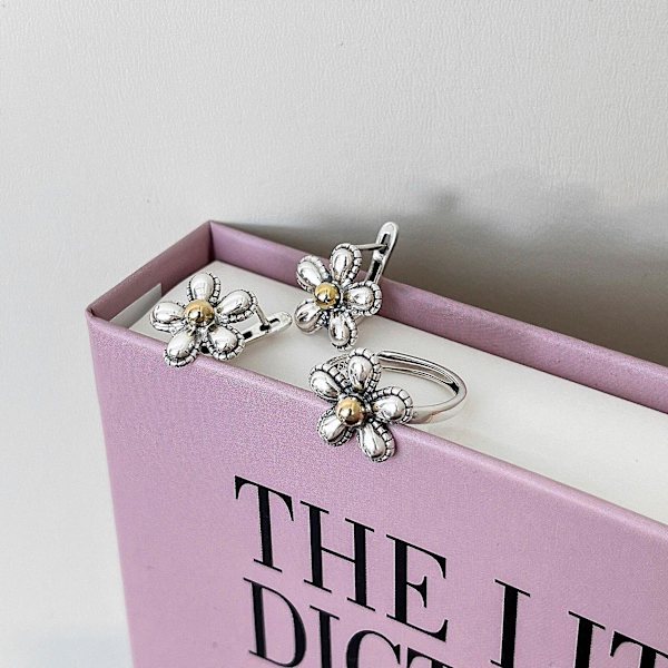 Ring 925 Silversmycken Flower Stud Modesmycken Ac8202 C337