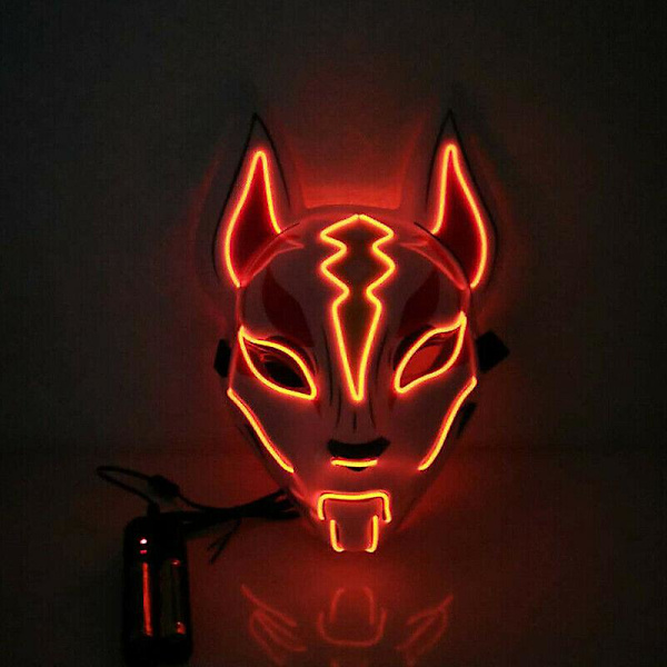 Halloween Fox Drift Mask Ljusmask Rollspel Orange