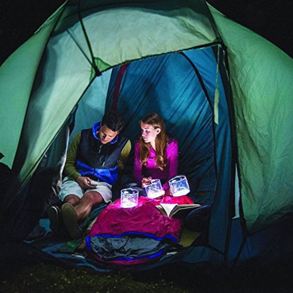 campinglys, lyst oppblåsbart solcellelys for telt, utendørs solcellelys (fargerikt frostet)