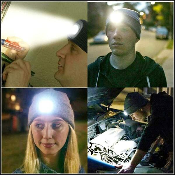 Otsalamppu, kannettava irrotettava ladattava LED-otsake, neulottu unisex -muotihattu
