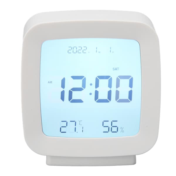 Barnväckarklocka Temperatur- och luftfuktighetsdisplay 12/24 timmars enhetskonvertering Digital skrivbordsklocka för hemsovrum/kontor