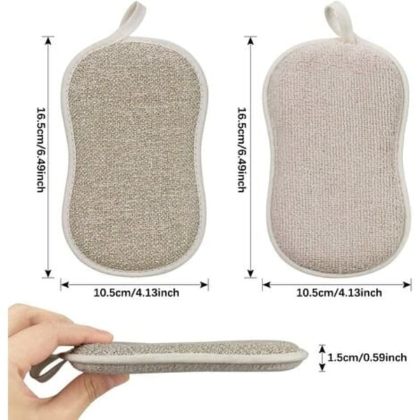 Tvättbar disksvamp Köket Antibakteriell mikrofiber Återanvändbar dubbla svamp skursvampar för non-stick grytor Pannor P
