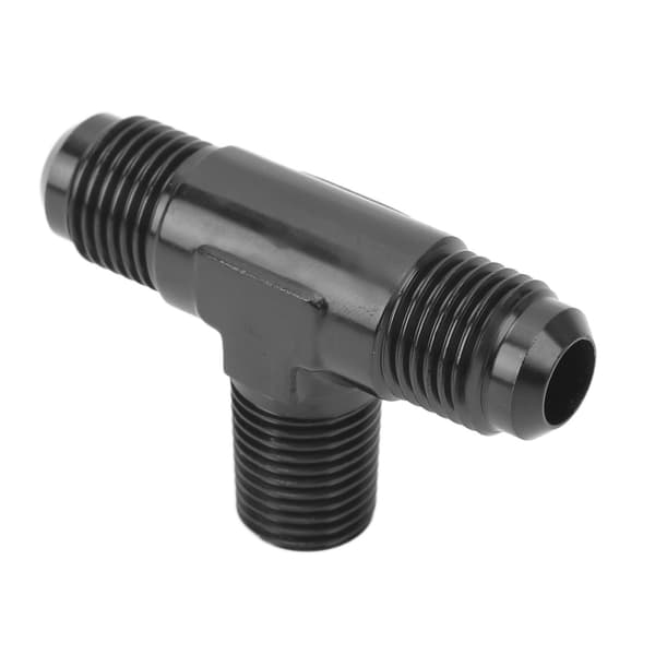 3-vejs T-formet Tee-adapter Aluminiumlegering Sort Anodiseret 6AN til 1/4 NPT-fitting