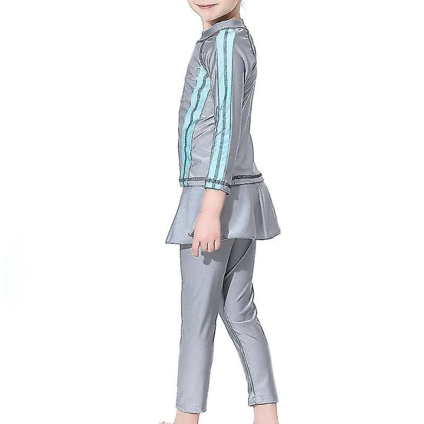 3st/ set Modest Burkini Badkläder Barn Flickor Muslimska Islamiska Cap Strandkläder Grey 2-3 Years