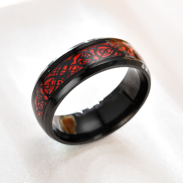 Mode enkla män lysande drake mönster glödande ring smycken tillbehör Black-Gold US 11