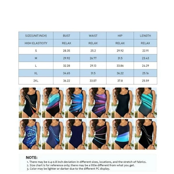 Hot Dame One Piece Badedragt Snøre Farve Blok Print Badedragt Lake Blue M