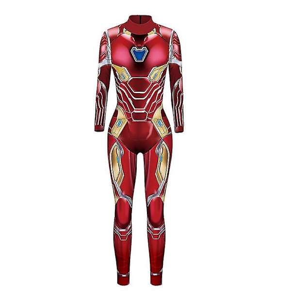 Halloween Captain American Iron Man-kjole-bodysuit til kvinder XL Red