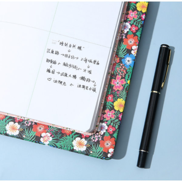 Japansk och koreansk anteckningsbok liten fräsch blommig anteckningsbok kreativ stor bok retrodagbok (grön A5),