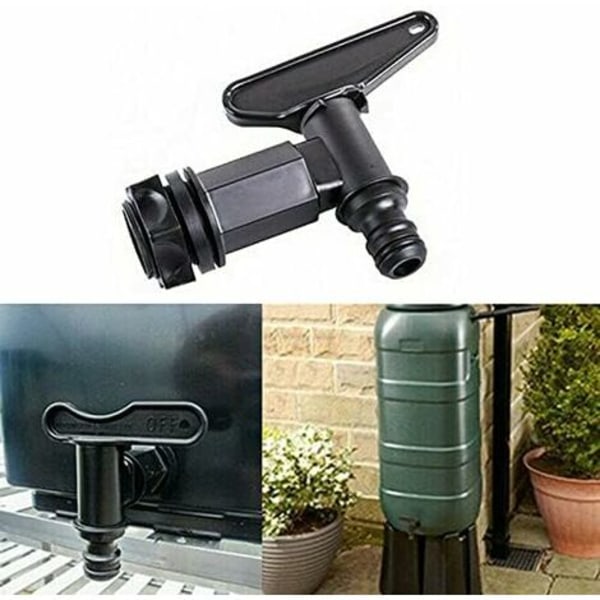 1000L plasttankkran, IBC vannboksadapter, hageslangekranadapter, for regnvannsoppsamler, drivstofftank