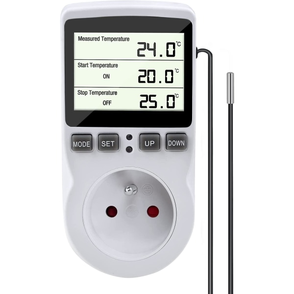 Termostatuttak, digital programmerbar uttakstimer med sonde, drivhusvarmer akvarium