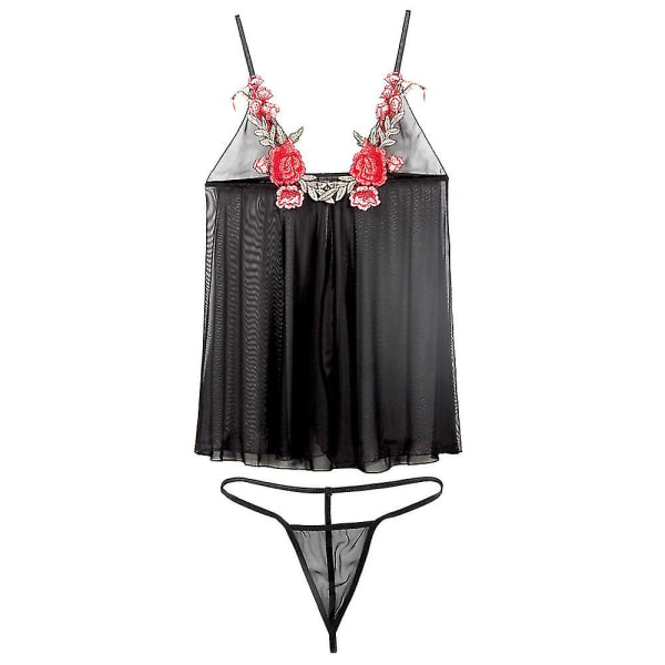Sexiga damunderkläder Klänning G-String String Nattlinne Set L
