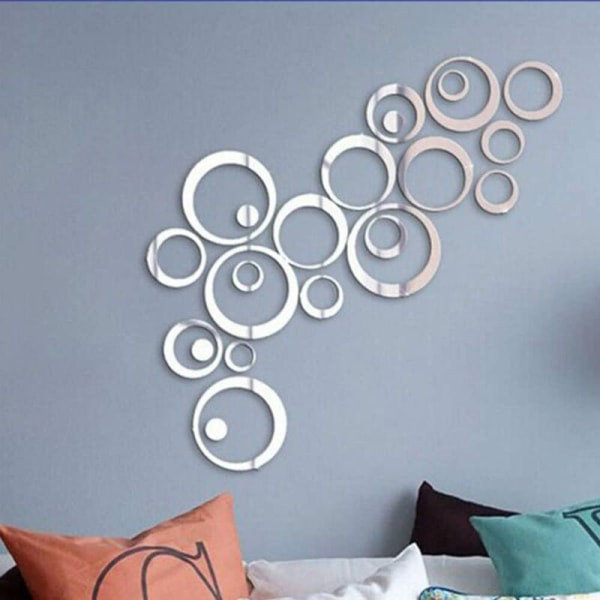 24 stk 3d sirkel sølv speil veggklistremerker Stereo akryl krystall dekorative klistremerker,