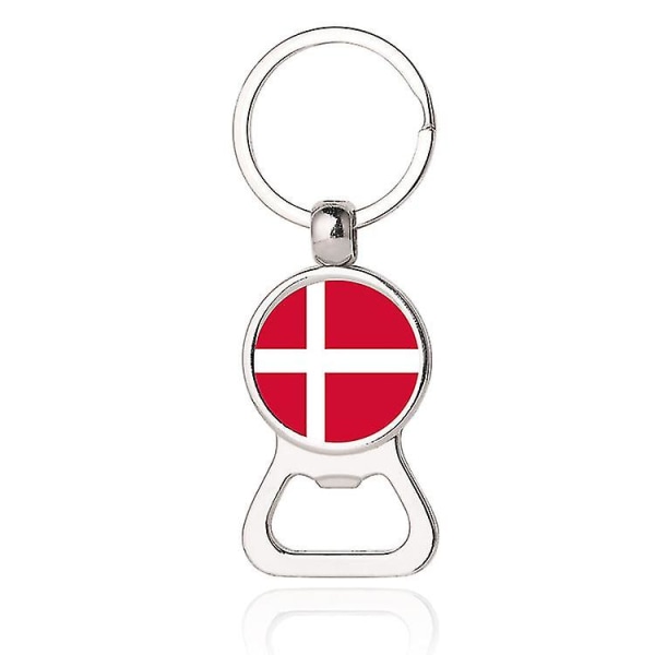 National Flag Øl Oplukker Metal Nøglering Rejse Souvenir Gave Nøglering Denmark