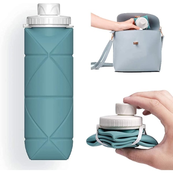 Kokoontaitettava vesipullo, vuototiivis venttiili uudelleen käytettävä BPA-vapaa silikoniton kokoontaitettava matkavesipullo kuntosalille retkeilyretkelle
