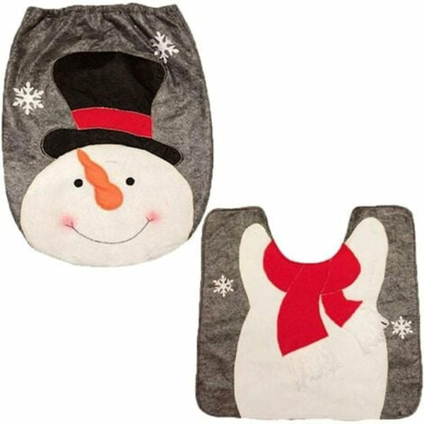 Christmas Snowman Toalettsetetrekk og mattesett Baderoms julepynt