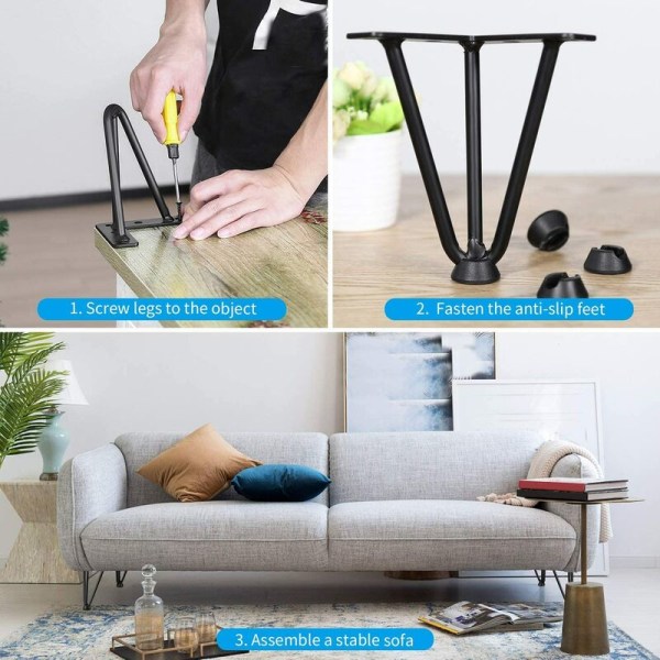 Støtteben for baderomsmøbler Lett luksus metall sofaben (4 stk matt svart 10 poeng) Egnet for hjemmebruk