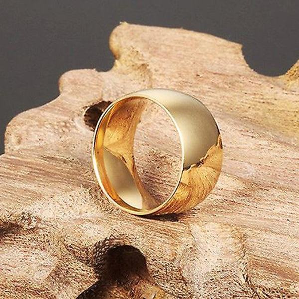 Mænd Kvinder Titanium Rustfrit Stål Band Ring Bryllup Engagement Lover smykker Gold 11