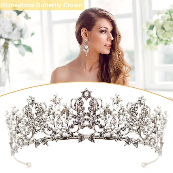 Pearl brude krone legering rhinestone bryllup hode smykker foto hår tilbehør