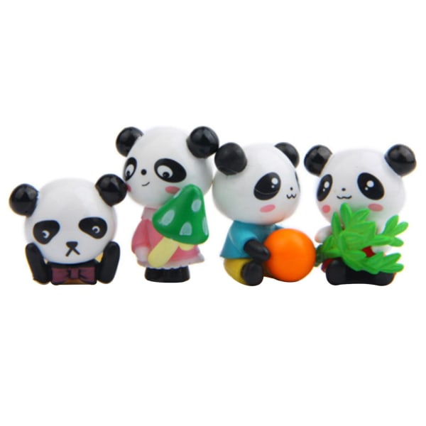 2 x 4 kpl / set Panda Figurine Ornamental Houkutteleva PVC Tee itse askartelu sarjakuva Panda Veistos Juhlatarvikkeet
