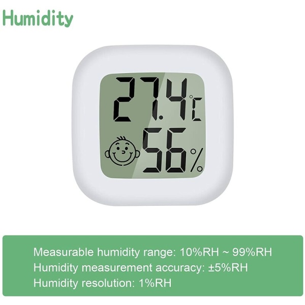 Smiley termo-hygrometer elektronisk mini termo-hygrometer (hvid 3 stk),