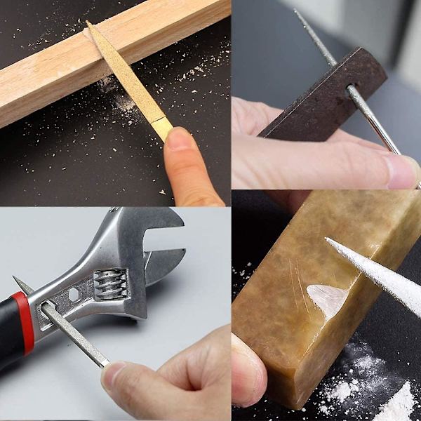 10 Pack Assorted Mini Diamond Files Set Rund Firkantet Flad Nål Til Metal Juvelerer Glas Træskærerhåndværk 3x140 mm Cisea