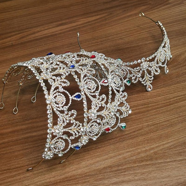 Brudkrona Huvudbonad Lyx Strass Retro Huvudbonad Bröllop Födelsedag Håraccessoarer För Sapphire