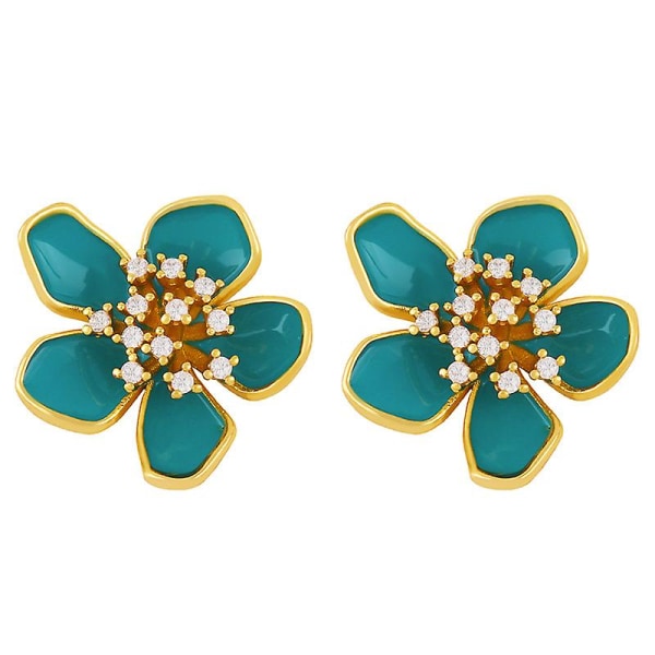 Øreringe Vintage Zircon Flower Stud Fashion Jewelry Ac10507 Green