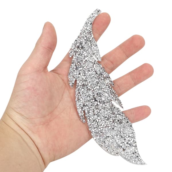 5 stk. bladformede rhinestones selvklebende DIY-tilbehør til klær og telefon, sølv