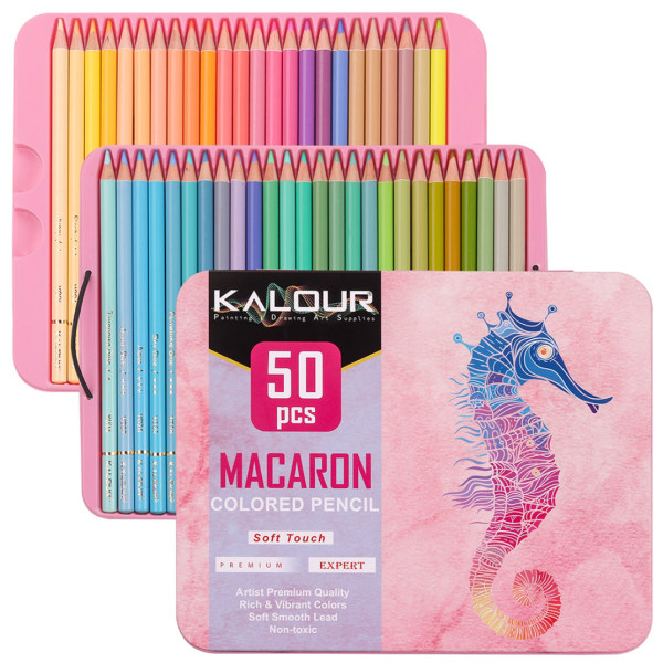 KALOUR 50 fargeblyanter Macaron Art Graffiti Fargeblyantmaling (HB),