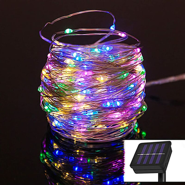 Kobbertråd solcellelys 20m 200-farge lys LED kobbertråd solcellelys Dekorativ kobbertrådbelysning for hage