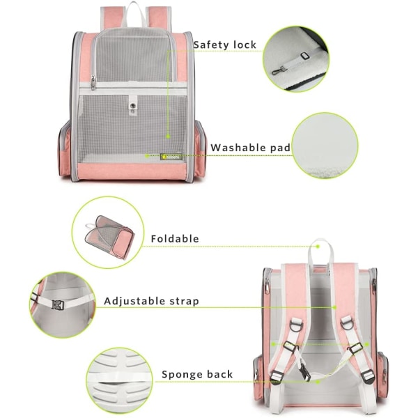 Innovativ Traveler Bubble-ryggsäck för hundar och katter (rosa)