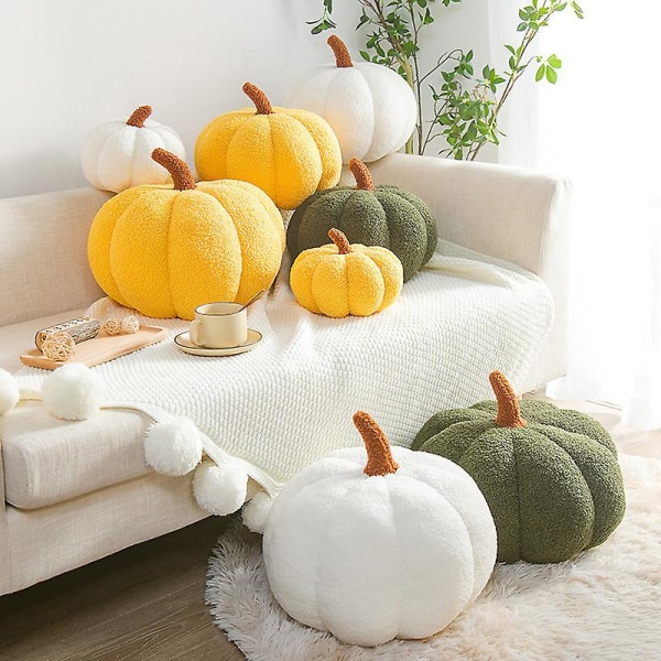 Pumpkin Plys Legetøj Halloween Dekor Pude Gave White 35cm