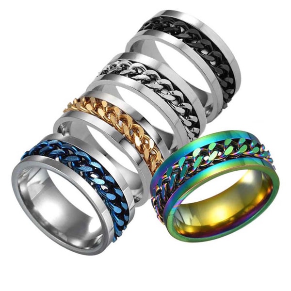 Kæde Roterbar Kæde Glitrende Smykker Gave Mænd Finger Ring For Club Multicolor US 9