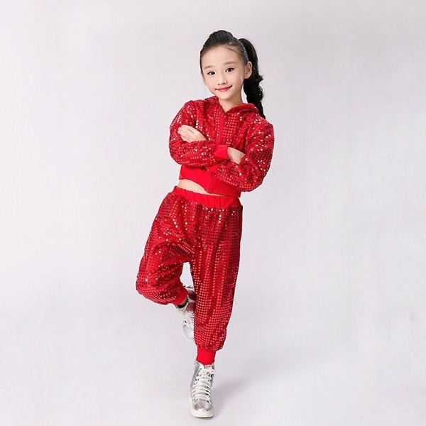 2 stk Moderne jentejazz dansetøy Hip Hop-kostymer for barn 150cm