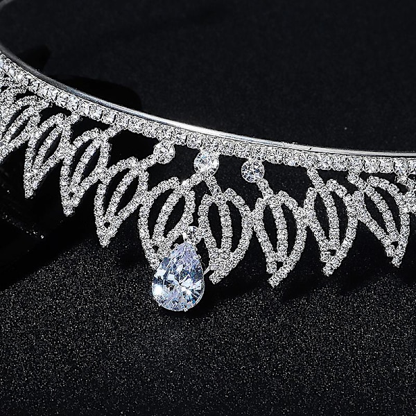 Zirconia Bride Pannband Strass Inläggningar Bröllopshårband Tiaror Kronor Smycken Presenter För Kvinnor