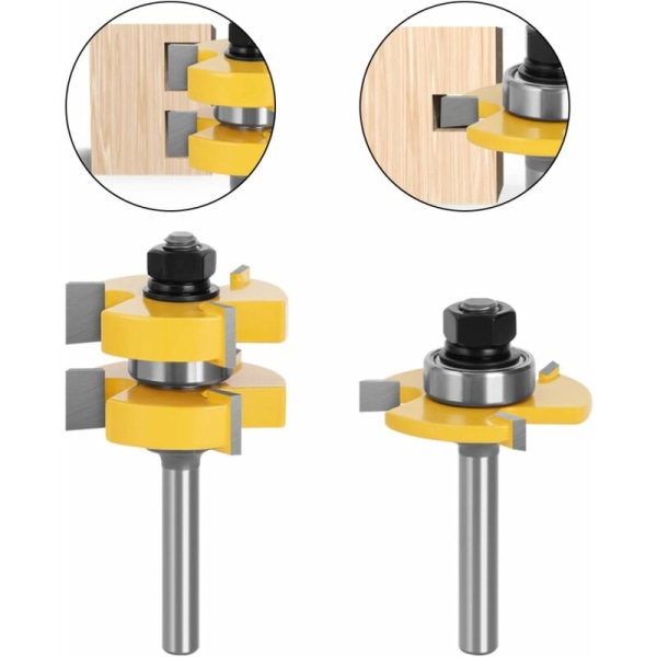 8 mm skaft matchad spont- och set 3 tänder T-form träskärare träbearbetningsverktyg -，