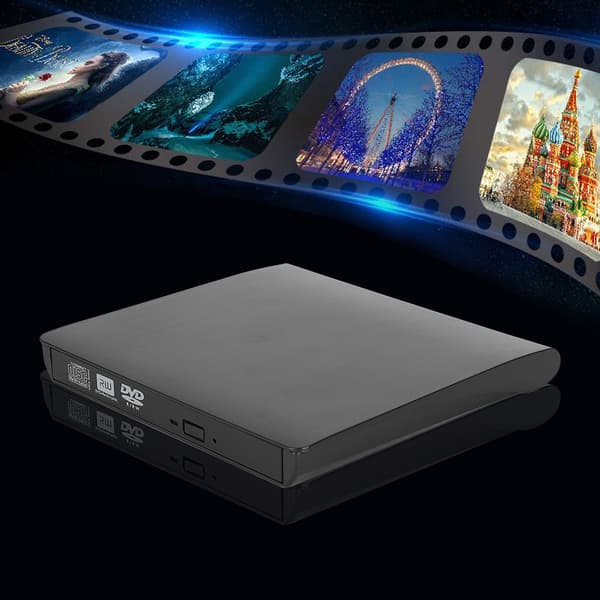 USB 3.0 ekstern DVD CD-brænder optisk drev med skridsikker måtte til bærbar computer stationær sort