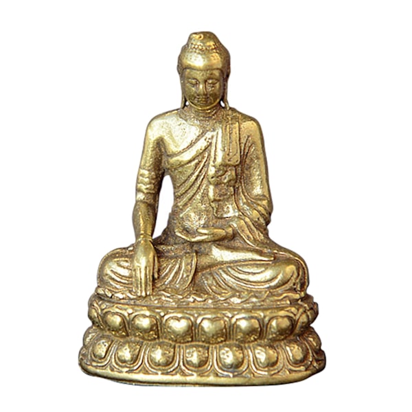 Bærbar Buddha-figur Fin utførelse Messing Sakyamuni-form Realistisk Buddha-skulptur for hjemmet