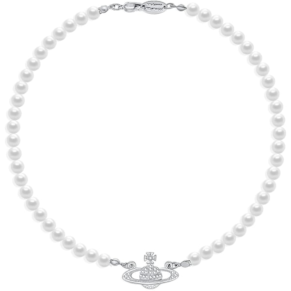 Saturn Pearl Necklace White Pearl Choker Halsband Crystal Strass Planet Halsband Presenter till mamma fru flickvän