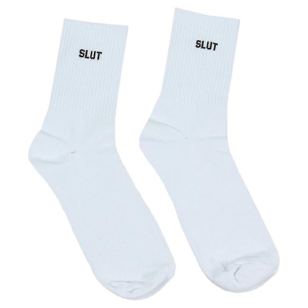 Unisex nyhed sjovt sok bogstav Slogan Sports Crew Sock SLUT