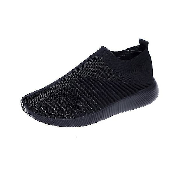 Dame Mesh Slip On Sport Flat Shoes Sneakers Black 37
