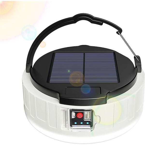 Solar Camping Torch 360° Uppladdningsbar bärbar LED-lanterntältlampa 2 laddningslägen 4 ljuslägen Lämplig för campingfiske i nödsituationer, [Energ