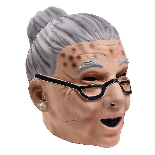 Lunettes Dhalloween Granny Mask Latex Hovedbeklædning Halloween Party Cosplay Rekvisitter